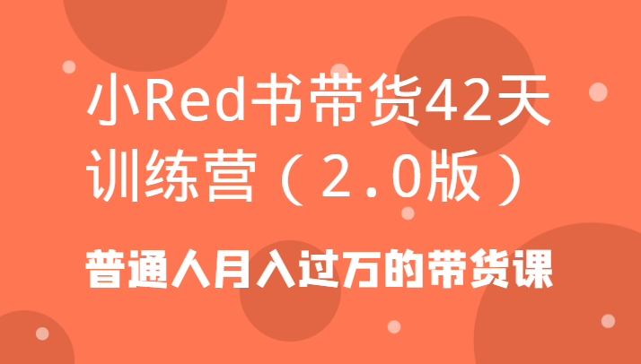 小Red书带货42天训练营(2.0版)普通人月入过万的带货课-吾爱自习网