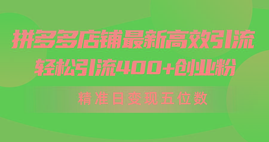 (10041期)拼多多店铺最新高效引流术，轻松引流400+创业粉，精准日变现五位数！-吾爱自习网