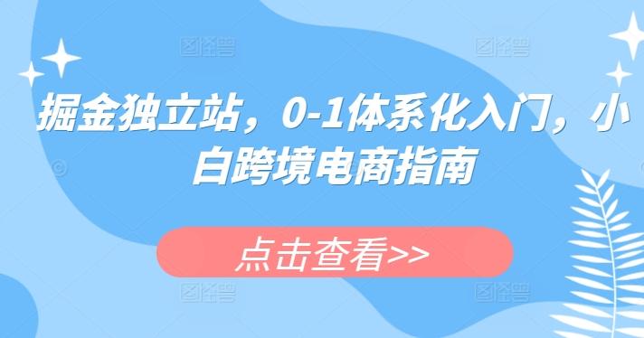 掘金独立站，0-1体系化入门，小白跨境电商指南-吾爱自习网