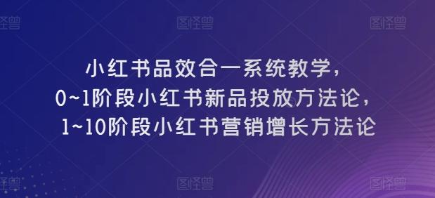 小红书品效合一系统教学，​0~1阶段小红书新品投放方法论，​1~10阶段小红书营销增长方法论-吾爱自习网