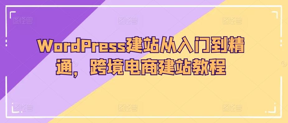 WordPress建站从入门到精通，跨境电商建站教程-吾爱自习网