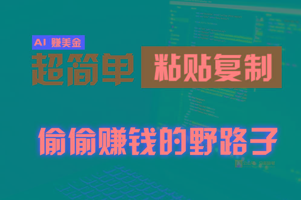 偷偷赚钱野路子，0成本海外淘金，无脑粘贴复制，稳定且超简单，适合副业兼职-吾爱自习网