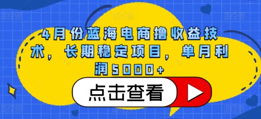 4月份蓝海电商撸收益技术，长期稳定项目，单月利润5000+【揭秘】-吾爱自习网