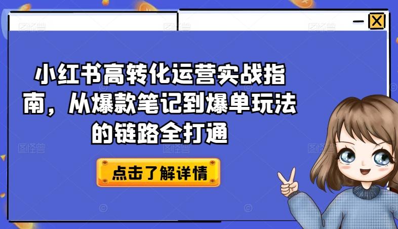 小红书高转化运营实战指南，从爆款笔记到爆单玩法的链路全打通-吾爱自习网