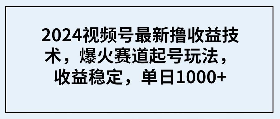 (9651期) 2024视频号最新撸收益技术，爆火赛道起号玩法，收益稳定，单日1000+-吾爱自习网