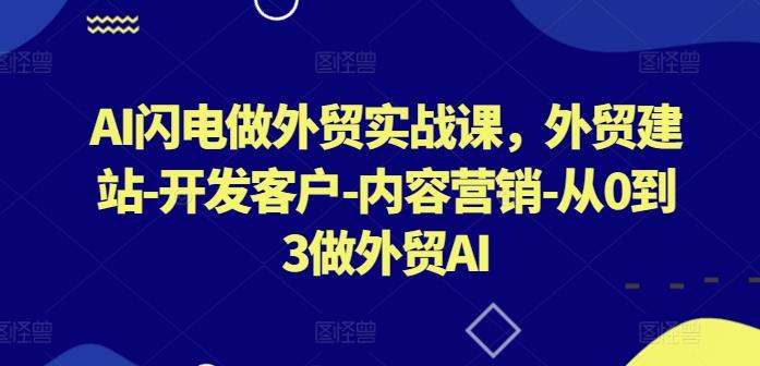 AI闪电做外贸实战课，​外贸建站-开发客户-内容营销-从0到3做外贸AI-吾爱自习网
