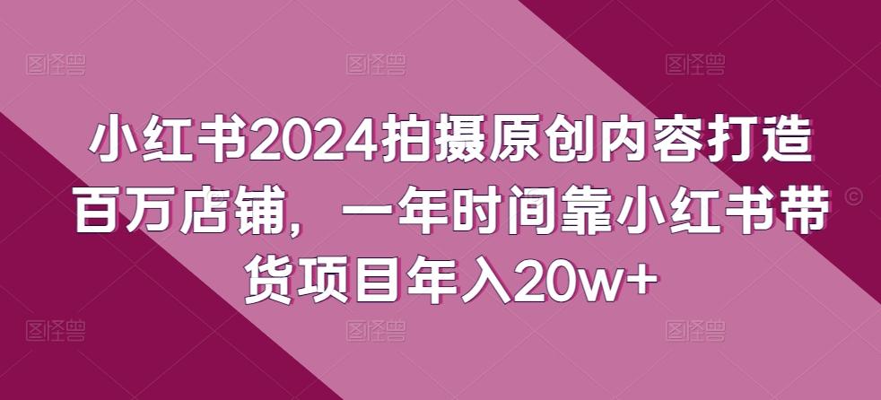 小红书2024拍摄原创内容打造百万店铺，一年时间靠小红书带货项目年入20w+-吾爱自习网