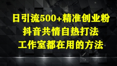 日引流500+精准创业粉，抖音共情自热打法，工作室都在用的方法-吾爱自习网