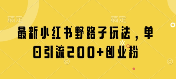 最新小红书野路子玩法，单日引流200+创业粉-吾爱自习网