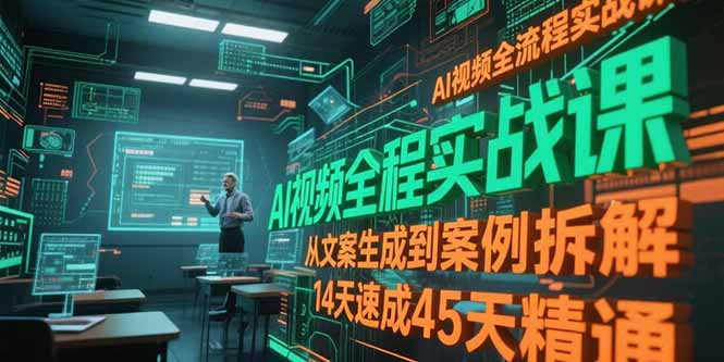 AI视频全流程实战课，从文案生成到案例拆解，14天速成45天精通-吾爱自习网