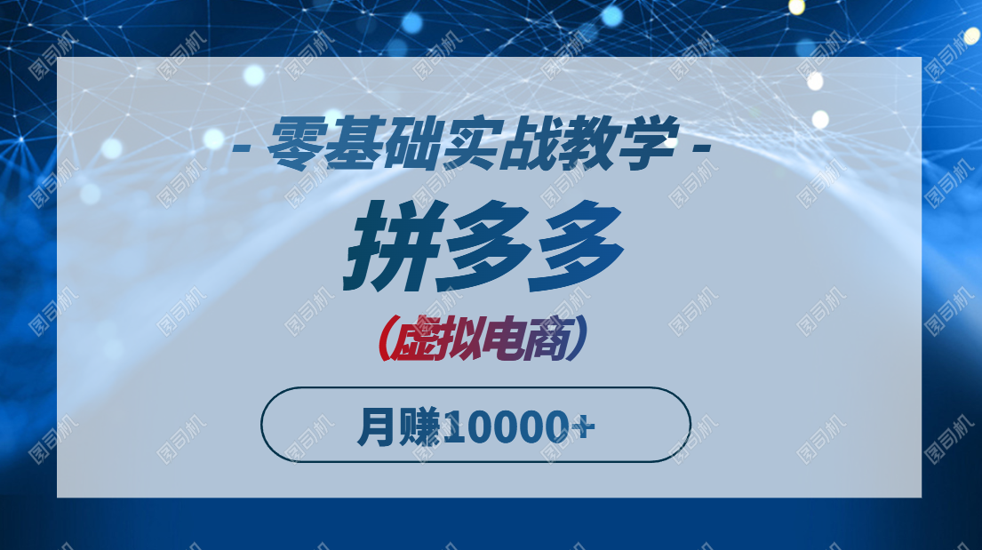 拼多多虚拟电商，零基础实战教学，快速打爆商品，新手也能月入10000+-吾爱自习网