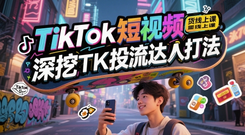 TikTok短视频带货线上课，深挖TK投流达人打法-吾爱自习网