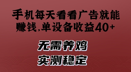 手机每天看看广告就能挣钱，单设备收益40+，无需养鸡，实测稳定【揭秘】-吾爱自习网