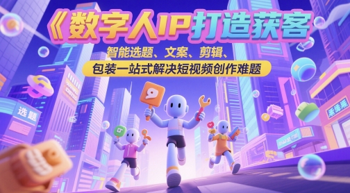 数字人IP打造获客变现实操课，智能选题、文案、剪辑、包装一站式解决短视频创作难题-吾爱自习网