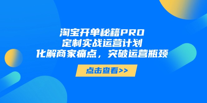 淘宝开单秘籍PRO，定制实战运营计划，化解商家痛点，突破运营瓶颈-吾爱自习网
