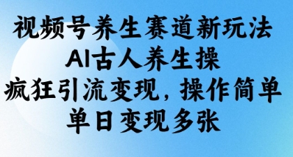 视频号养生赛道新玩法，AI古人养生操，疯狂引流变现，操作简单，单日变现多张-吾爱自习网