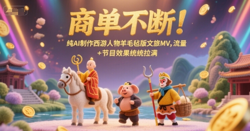 商单不断！纯AI制作西游人物羊毛毡版文旅MV，流量+节目效果统统拉满-吾爱自习网