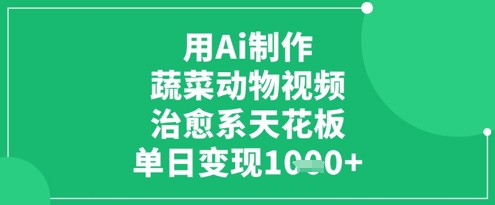 用Ai制作蔬菜动物视频，治愈系天花板，单日变现1k-吾爱自习网