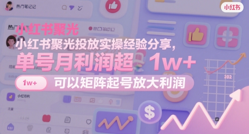小红书聚光投放实操经验分享，单号月利润超1w+，可以矩阵起号放大利润-吾爱自习网
