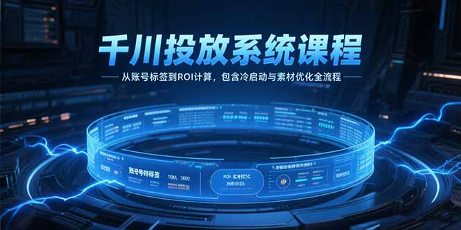 千川投放系统课程，从账号标签到ROI计算，包含冷启动与素材优化全流程-吾爱自习网