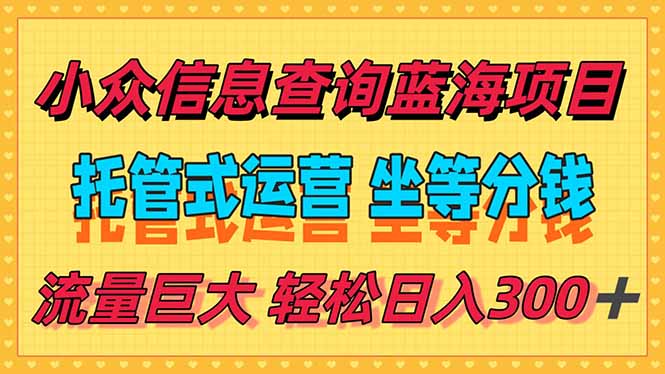 稳定日入300＋，小众信息查询蓝海项目，全程懒人式托管，解放你的时间-吾爱自习网