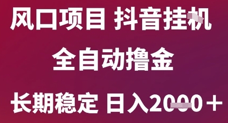 风口项目，六月最新玩法抖音无人挂G，全自动撸金，长期稳定 日入2k+【揭秘】-吾爱自习网