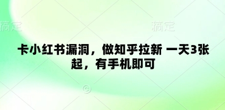 卡小红书漏洞，做知乎拉新 一天3张起，有手机即可-吾爱自习网