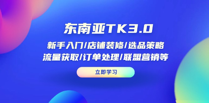 东南亚TK3.0：新手入门/店铺装修/选品策略/流量获取/订单处理/联盟营销等-吾爱自习网