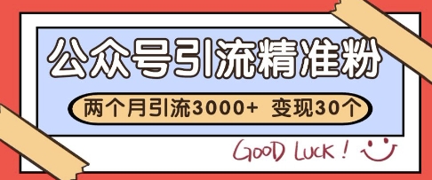 公众号精准粉引流玩法，2个月3000+精准粉，变现30个W【揭秘】-吾爱自习网