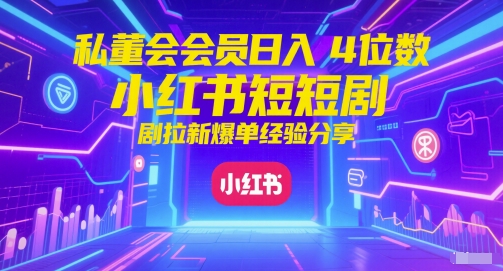 私董会会员日入4位数小红书红果短剧拉新爆单经验分享-吾爱自习网
