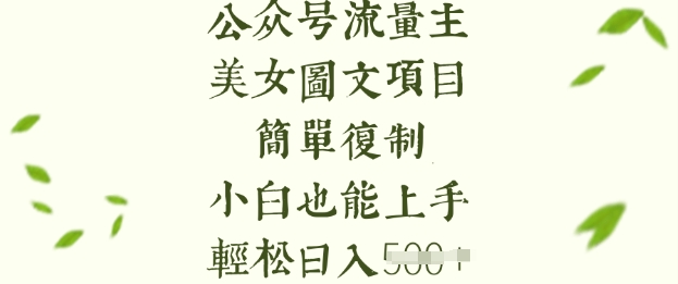 流量主长期收益项目，美女图片简单复制，小白也能上手，轻松日入5张-吾爱自习网