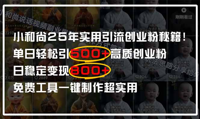 小和尚2025年实用引流秘籍！单日轻松引500+高质量创业粉，日变现800+，…-吾爱自习网
