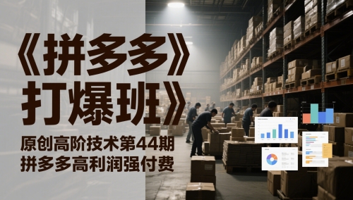 《拼多多打爆班》原创高阶技术第44期，拼多多高利润强付费-吾爱自习网