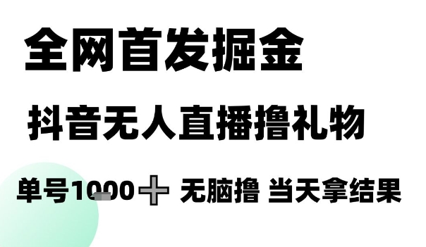 全网首发掘金抖音无人直播撸礼物，单号1k +无脑撸，当天拿结果【揭秘】-吾爱自习网