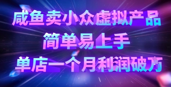 咸鱼卖小众虚拟产品，简单易上手，单店一个月利润破W-吾爱自习网