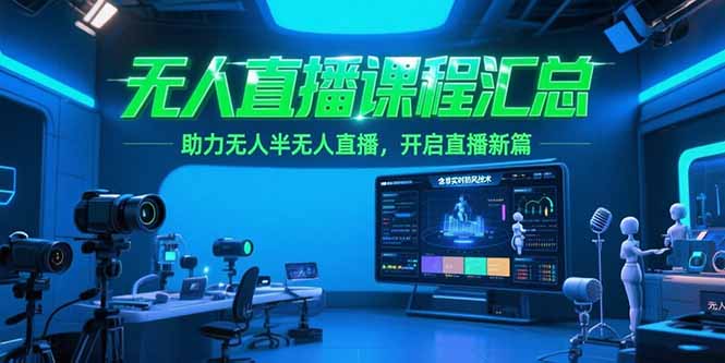 无人直播课程汇总，含非实时防风技术，助力无人半无人直播，开启直播新篇-吾爱自习网