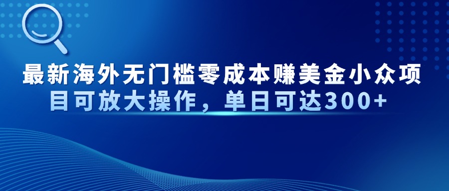 最新海外无门槛零成本赚美金小众项目可放大操作，单日可达300+-吾爱自习网
