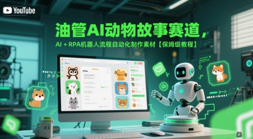 油管AI动物故事赛道，AI+RPA机器人流程自动化制作素材【保姆级教程】-吾爱自习网