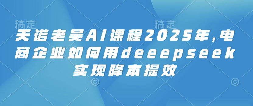 天诺老吴AI课程2025年，电商企业如何用deeepseek实现降本提效-吾爱自习网