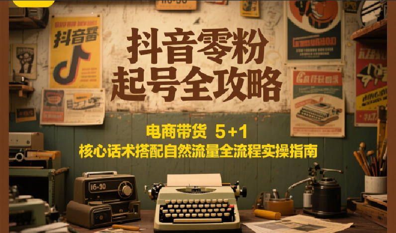 抖音零粉起号全攻略：电商带货 5+1 核心话术搭配自然流量全流程实操指南-吾爱自习网