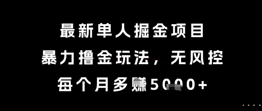 最新单人掘金项目，暴力撸金玩法，无风控，每个月多挣5k+【揭秘】-吾爱自习网
