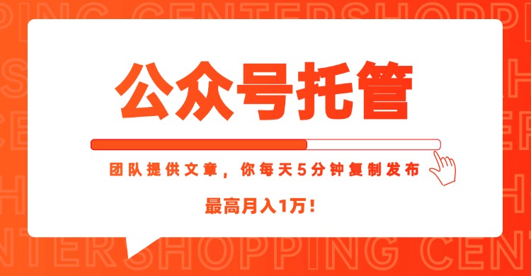 【公众号托管 】我提供文章，你每天５分钟复制发布，最高月入1W-吾爱自习网