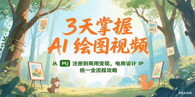 3天掌握AI绘图视频，从MJ 注册到商用变现，电商设计IP统一全流程攻略-吾爱自习网