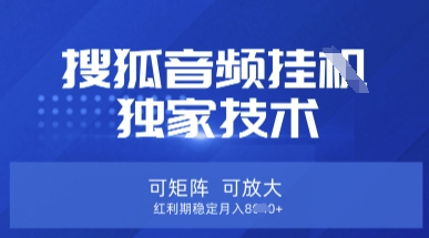 【搜狐音频挂G】独家技术，可矩阵可放大，红利期稳定月入8k【揭秘】-吾爱自习网