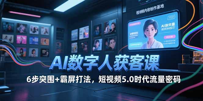 AI数字人获客课，6步突围+霸屏打法，短视频5.0时代流量密码-吾爱自习网