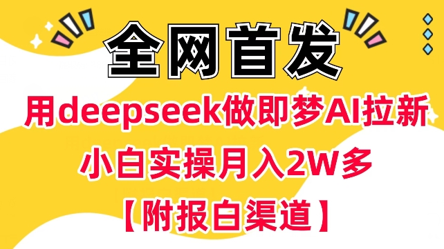 用deepseek做即梦Ai拉新 小白实操月入过W+【附报白渠道】-吾爱自习网