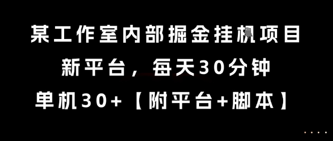 某工作室内部掘金挂G项目，新平台，每天30分钟，单机30+【揭秘】-吾爱自习网
