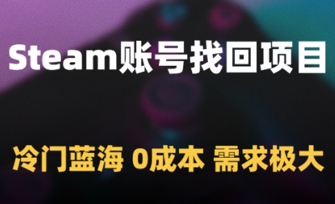 Steam账号找回项目，冷门蓝海，0成本，需求极大-吾爱自习网
