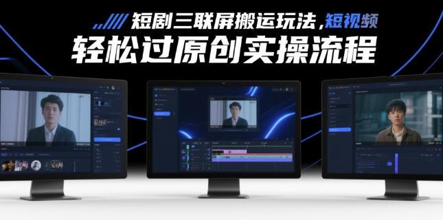 短剧三联屏搬运玩法，短剧搬运轻松过原创实操流程-吾爱自习网