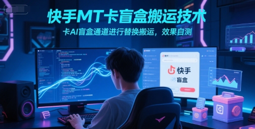 快手MT卡盲盒搬运技术，卡AI盲盒通道进行替换搬运，效果自测-吾爱自习网
